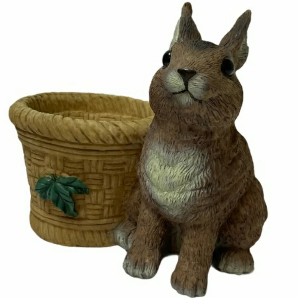 Vintage Rabbit Pot Planter Indoor Outdoor Resin Primitive Rustic Cottage Core